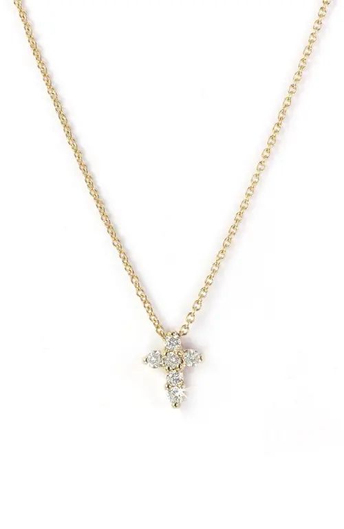 Roberto Coin 'Tiny Treasures' Diamond Cross Pendant Necklace in Yellow Gold at Nordstrom | Nordstrom