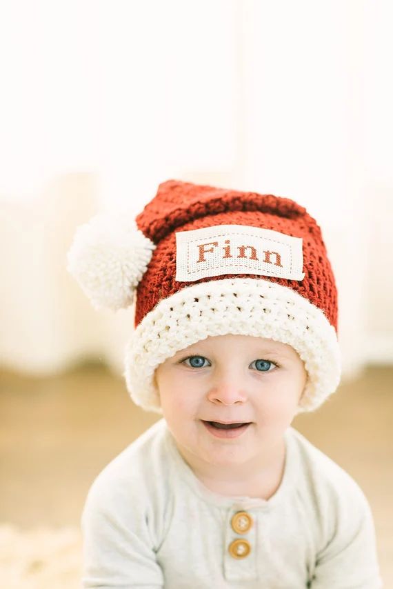 Monogrammed Crochet Santa Hat  Custom Santa Hat for Babies  | Etsy | Etsy (US)