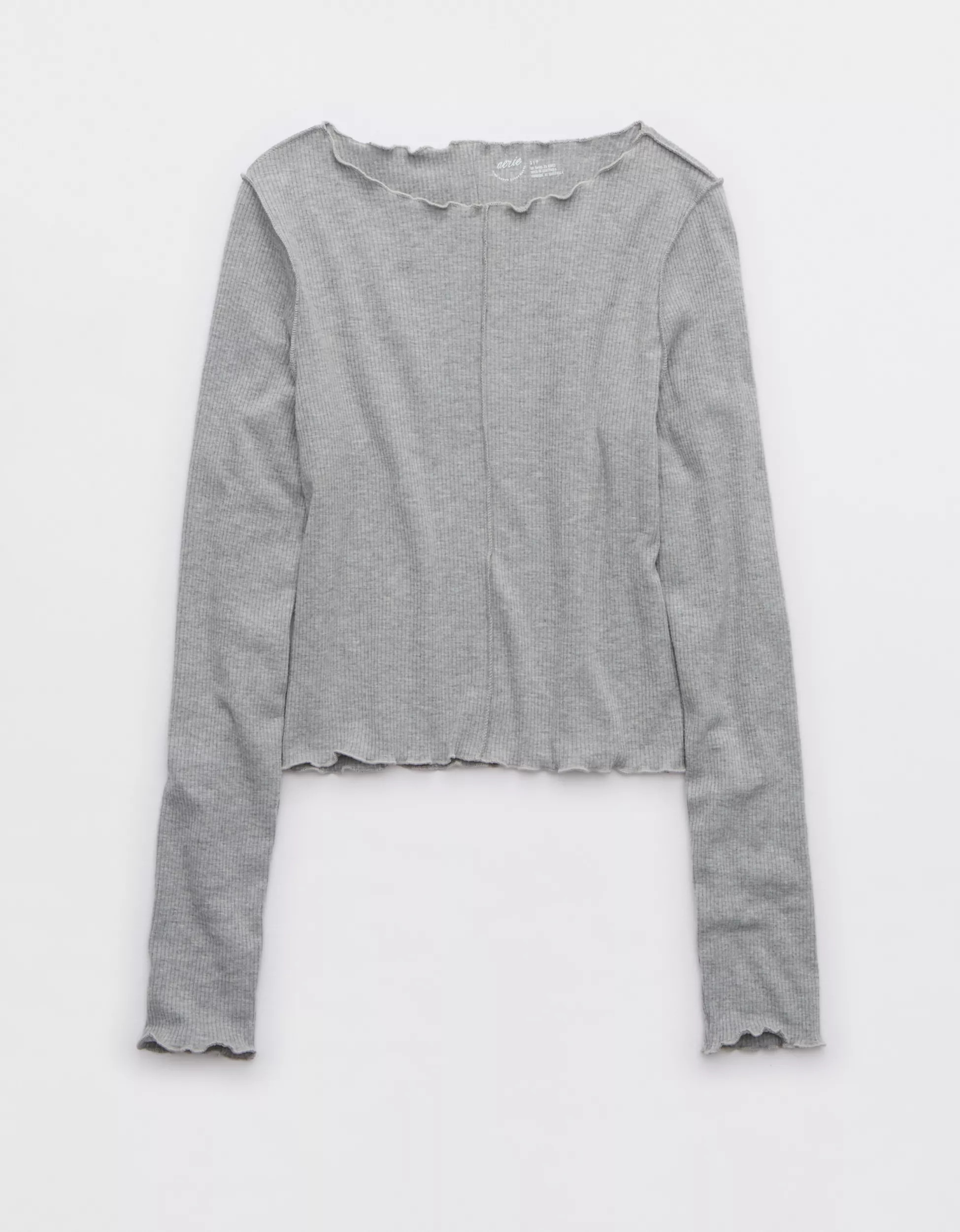 Aerie Long Sleeve Cropped Seam T-Shirt | Aerie