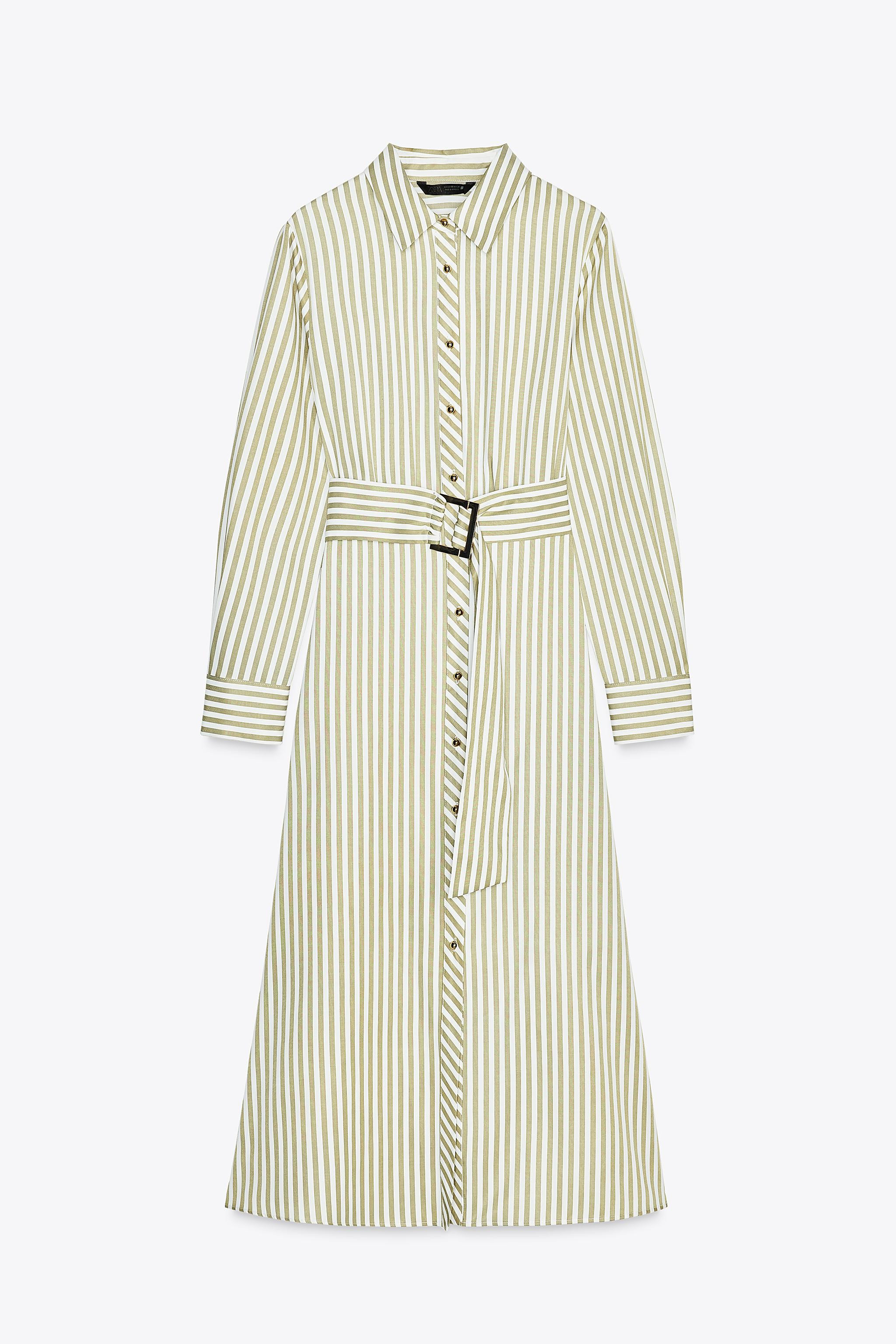 BELTED STRIPED MIDI DRESS | Zara US