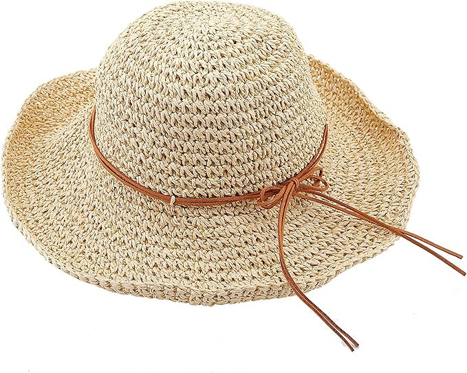 Urban CoCo Women's Wide Brim Caps Foldable Summer Beach Sun Straw Hats | Amazon (US)
