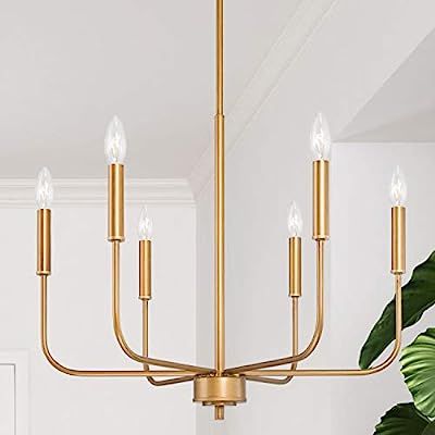 LOG BARN Gold Chandelier, Brass Chandelier, Modern Dining Room Lighting Fixtures for Sitting Room... | Amazon (US)