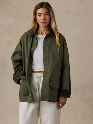 Sunwashed Canvas Barn Jacket - Olive Night | Faherty