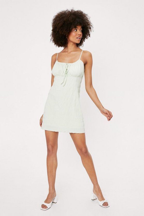 Gingham Texture Strappy Cami Mini Dress | Nasty Gal (US)