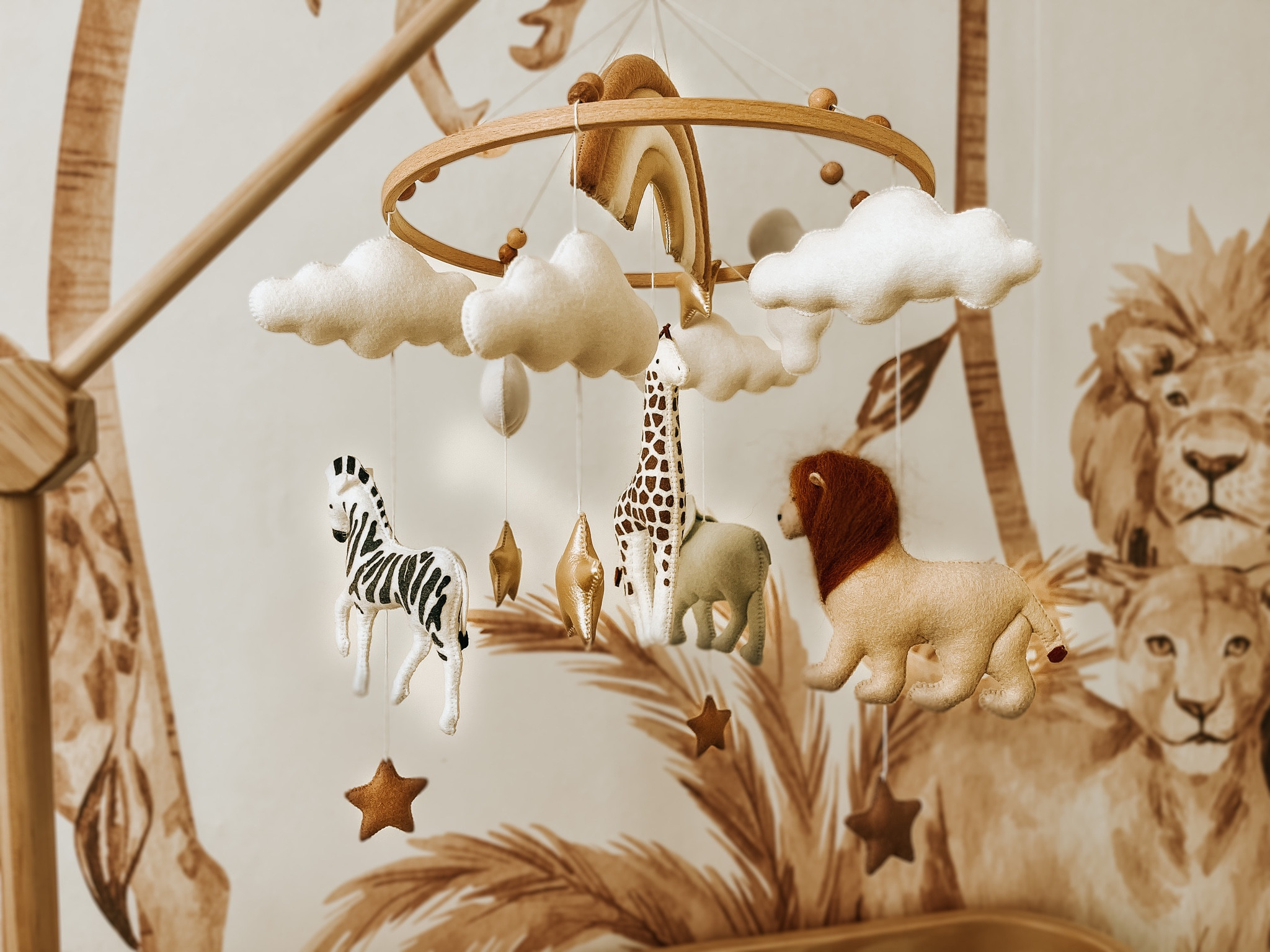 Safari baby mobile with rainbow | neutral African animals 🦁🦓🦒🐘 So cute and delicate and gender neutral! 

Linking the same one and others from the same artist because they are all gorgeous! 

#baby #babyboy #babyboynursery



#LTKbaby #LTKhome #LTKFind