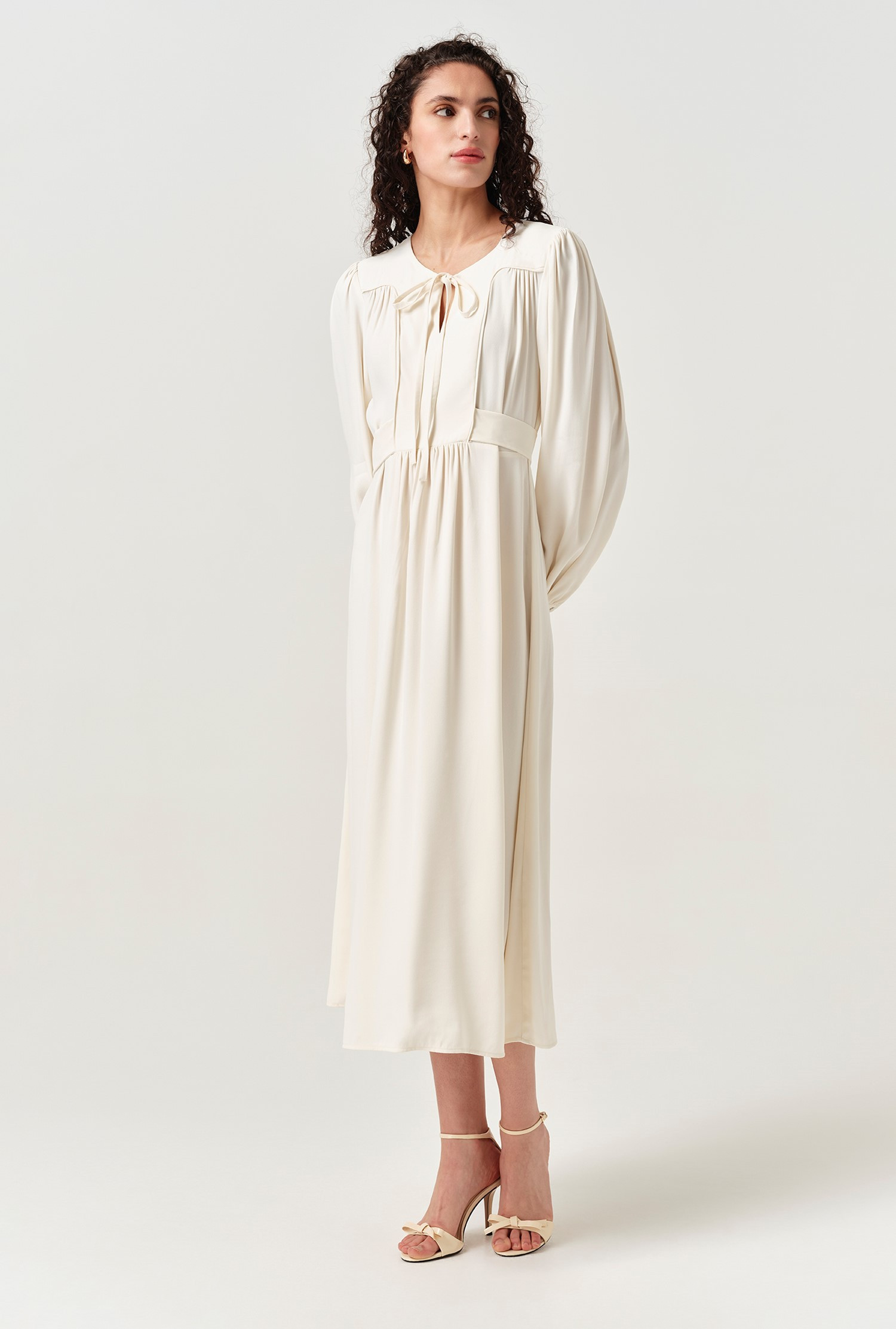 Layla Crepe Tie Neck Midi Dress | Ghost