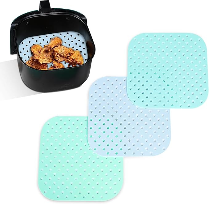 Square Silicone Air Fryer Liners | Washable & Reusable 3-Pack (8.5 x 8.5") - Square Air Fryer Lin... | Amazon (US)