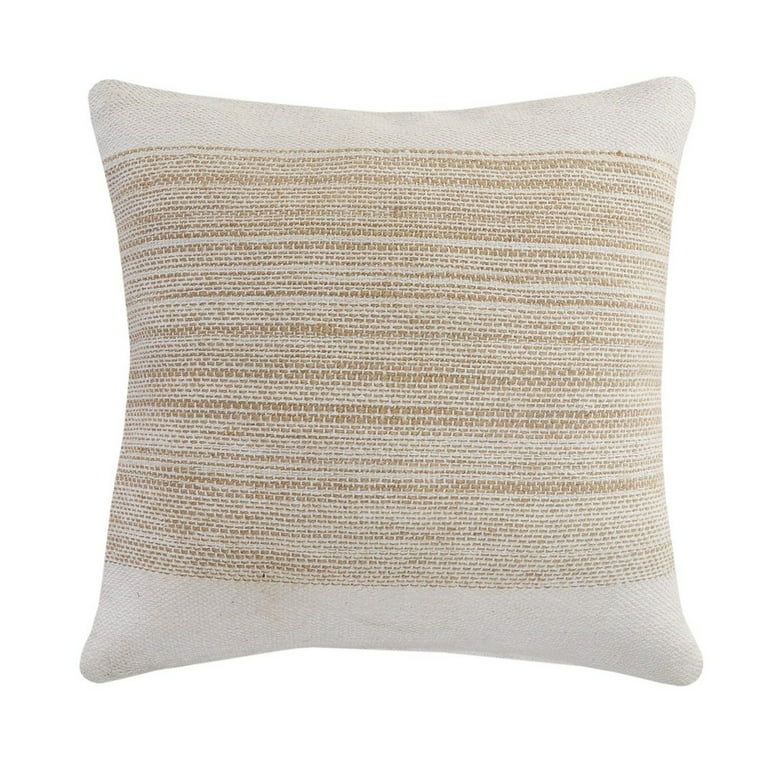 LR Home Striped Ivory / Tan 20 in. x 20 in. Jute Bordered Throw Pillow - Walmart.com | Walmart (US)