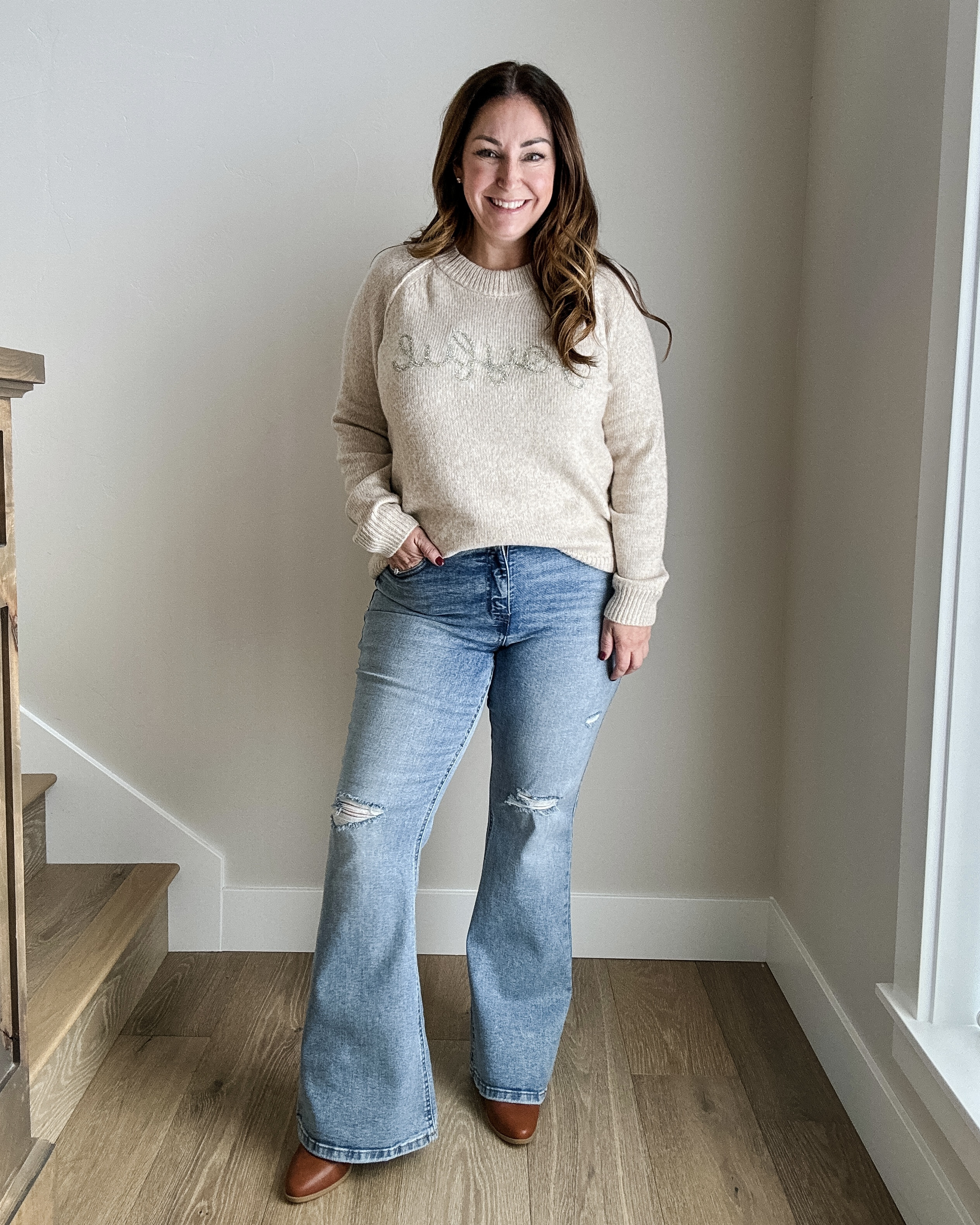 Everyday Holiday Casual Look from Maurices
Fit Tips: Sweater, L // Jeans, 12R

Maurices fashion, Holiday sweater, midsize style, flare, distressed, winter outfit, Christmas

#LTKMidsize #LTKSeasonal #LTKOver40