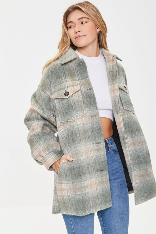 Plaid Button-Front Shacket | Forever 21 (US)