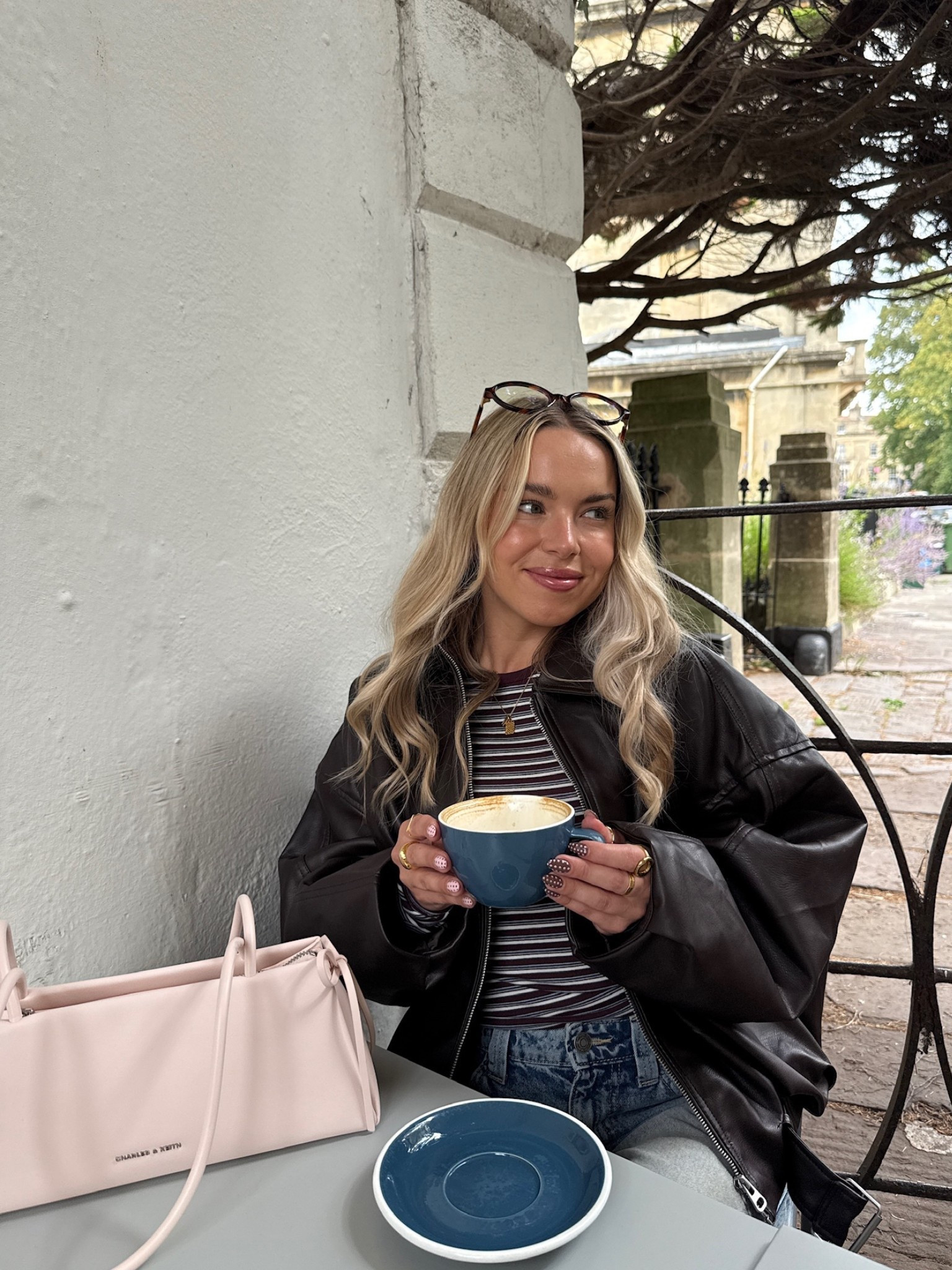 cute autumn outfit 🍂 

Pull & Bear brown leather oversized jacket 
BERSHKA stripe long sleeved top 
Cotton on jeans
Charles and Keith pink bow bag

#LTKuk #LTKbag #LTKautumn