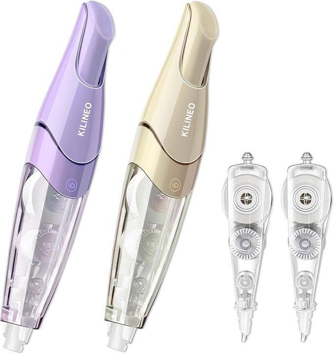 KILINEO Refillable Retractable White Out Correction Tape, Pen Shaped Whiteout Set, White Out Tape... | Amazon (US)
