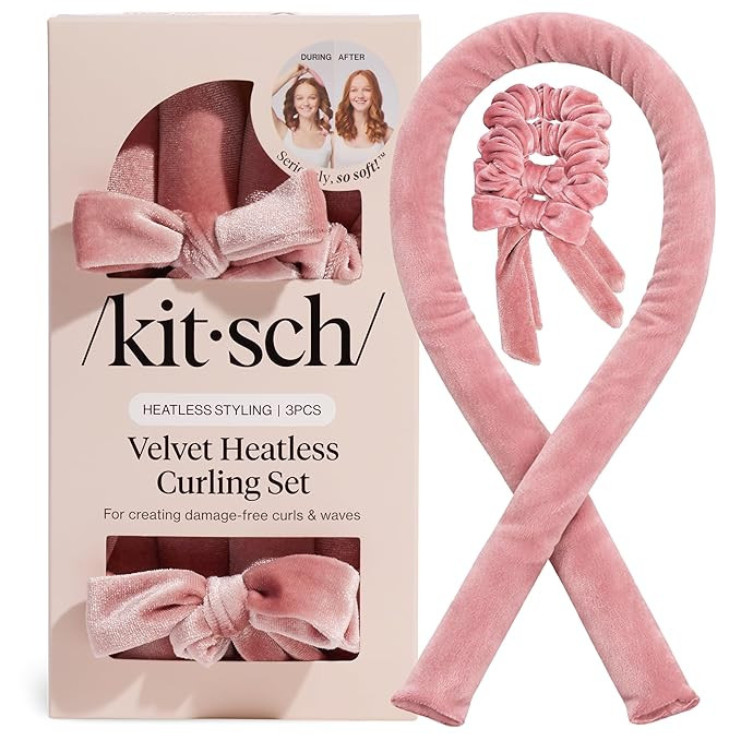 Kitsch Velvet Heatless Curling Set - Heatless Curls Overnight - Comfortable No Heat Hair Curlers ... | Amazon (US)