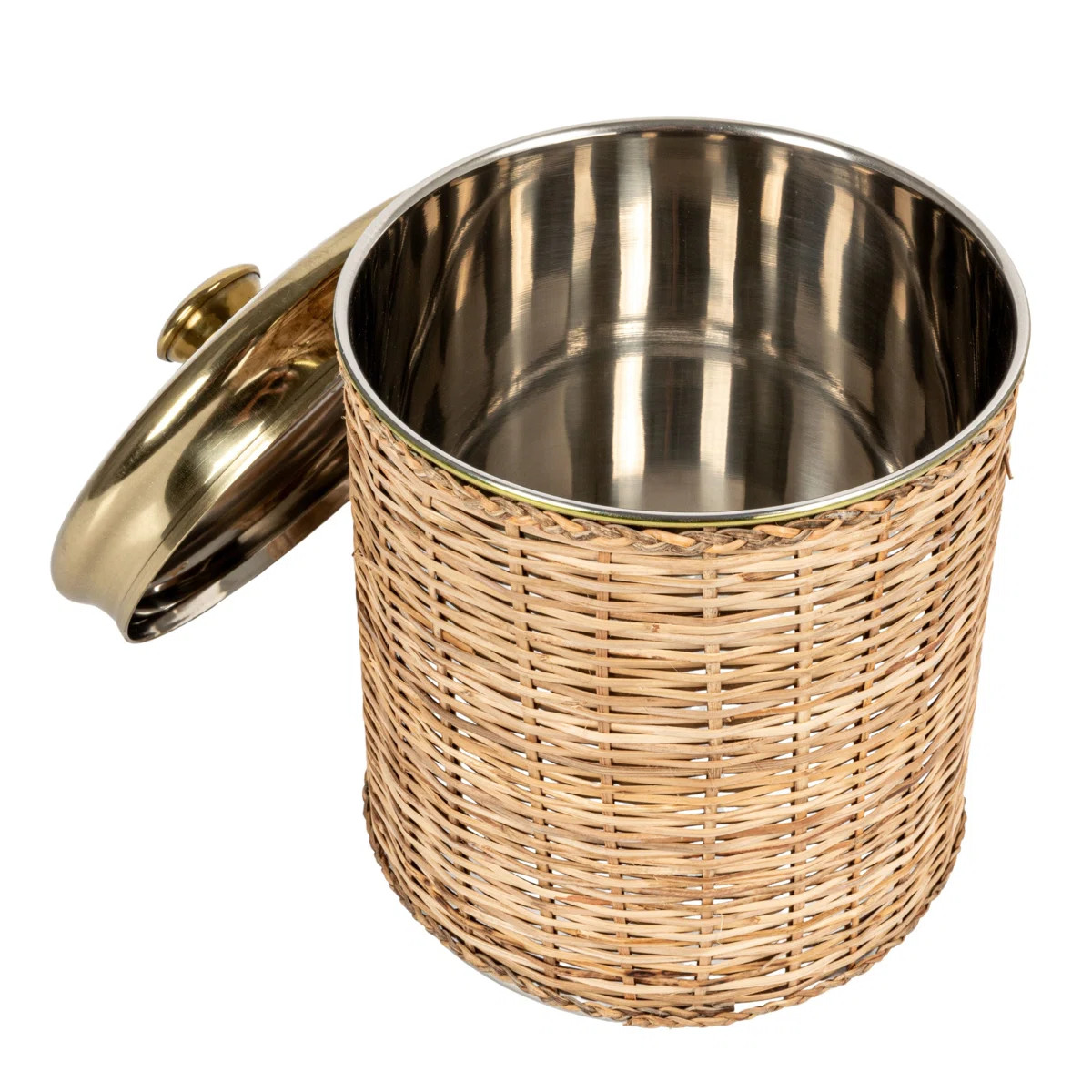 Rattan Wrapped Stainless Steel Canisters (Set of 4) | Wayfair North America