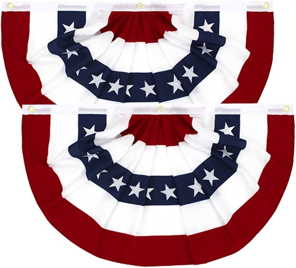 Flaglink 3x6Ft American Pleated Fan Flag Width Approx 180cm - 2PC US Patriotic Half Fan Bunting F... | Amazon (US)