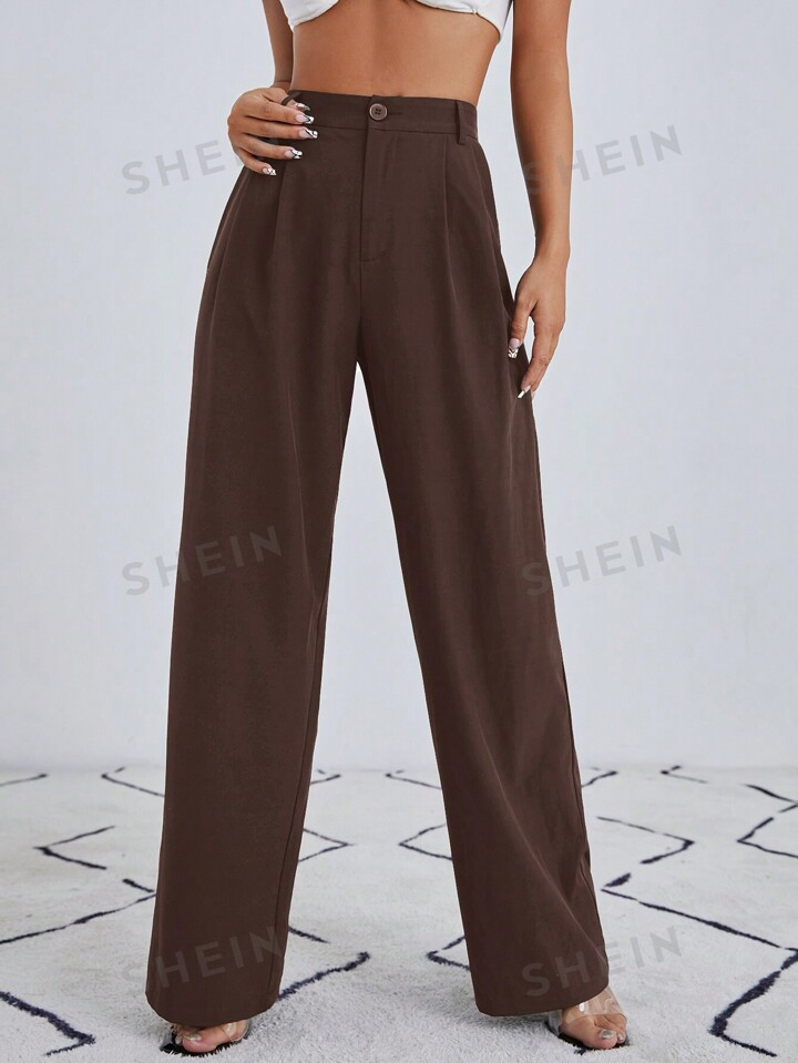 SHEIN Essnce Women's Solid Color Straight Suit Pants | SHEIN