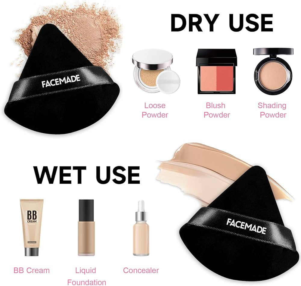 FACEMADE 6 Pieces Face Powder Puff with a Travel Case, Soft Makeup Puff with a Container, Triangl... | Amazon (US)