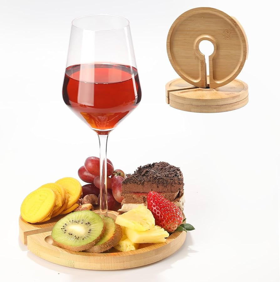 Mini Charcuterie Board with Wine Holder, Wine Glass Charcuterie Topper, Wine Gifts Accessories, C... | Amazon (US)