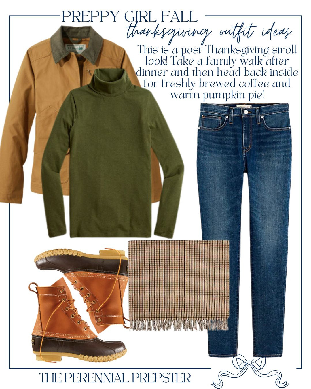 Preppy Girl Fall Thanksgiving Outfit Idea: Growing up in the country on a small farm, my parents would often host Thanksgiving. After dinner, it wasn't unusual for us to take a family walk around the property or play some football before coming inside to freshly brewed coffee and warm pumpkin pie. I styled this look around those memories...throwing on the classic LLBean barn coat and bean boots and taking a stroll!  

 #LTKHoliday #LTKSeasonal