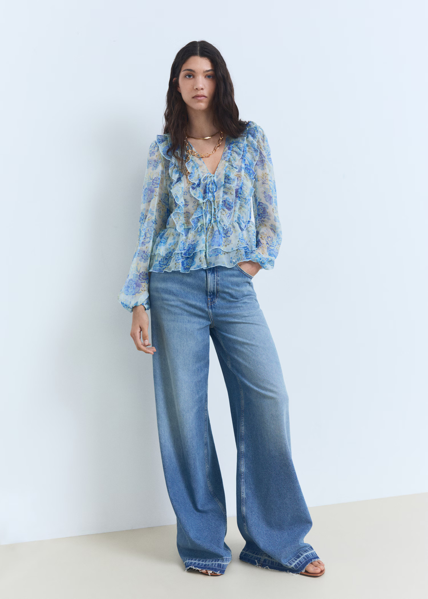 Floral ruffled blouse - Women | MANGO USA | Mango (US/MX/AU)