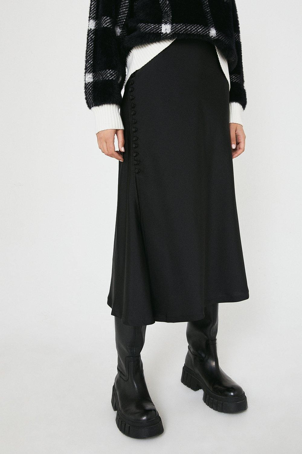 Satin Skirt With Buttons | Warehouse UK & IE