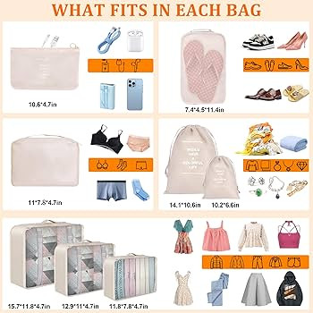 8 Set Packing Cubes for Suitcases, kingdalux Travel Luggage Packing Organizers with Laundry Bag, ... | Amazon (US)