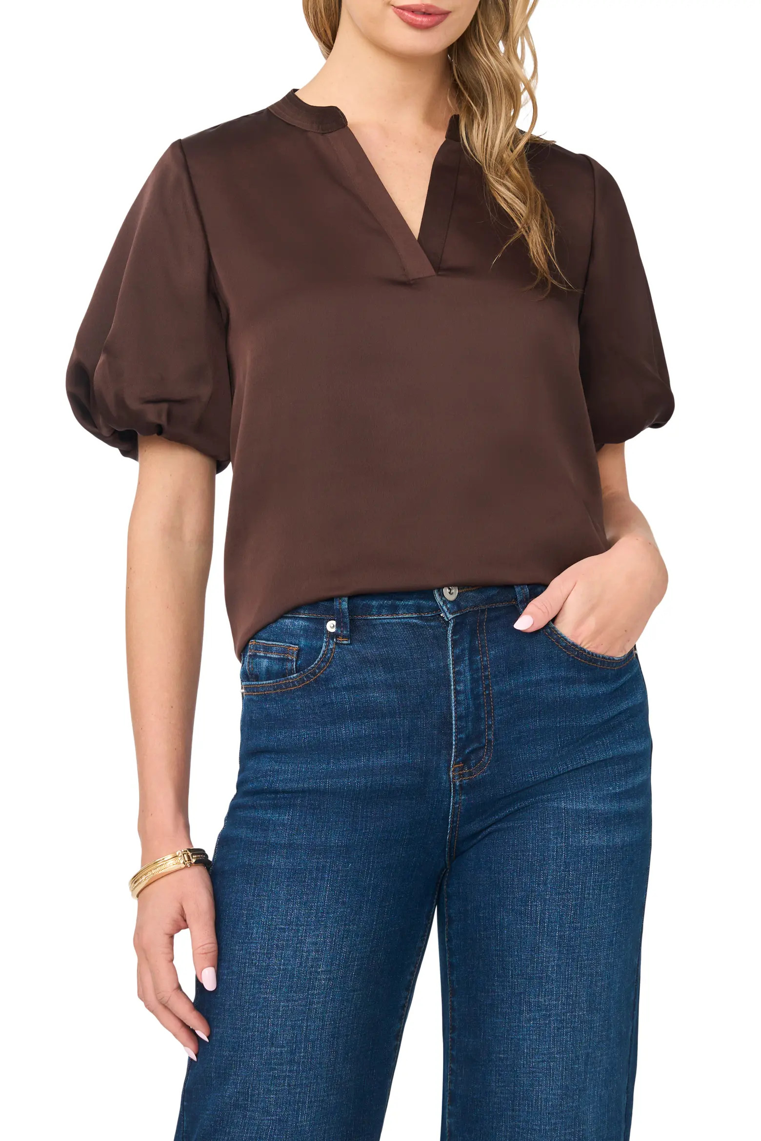 Puff Sleeve Satin Top (Women) | Nordstrom | Nordstrom