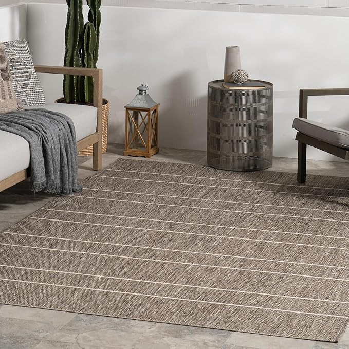 Nuloom Alaina Striped 4' x 6' Indoor/Outdoor Area Rug for Living Room Patio Deck Front Porch, Lig... | Amazon (US)
