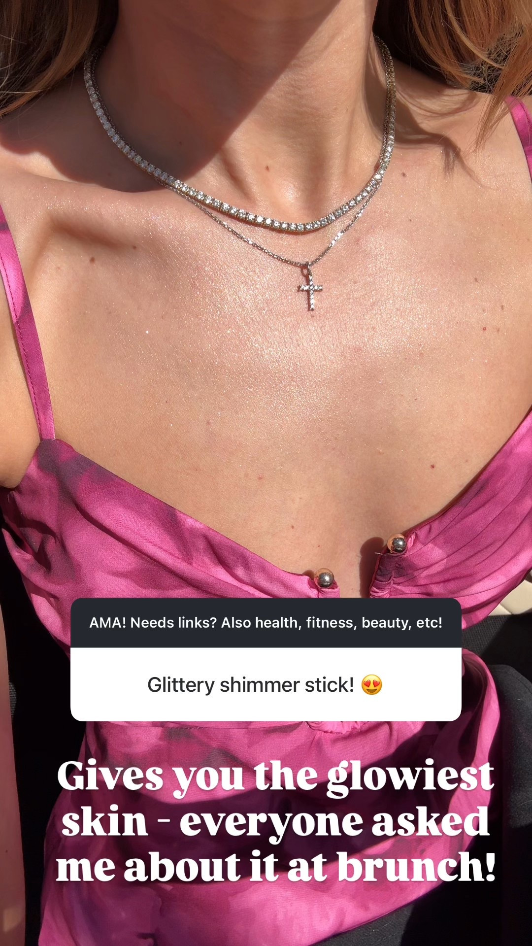 Dibs high road highlight stick! Gives your body the prettiest GLOW!! I out this in my shoulder, collarbone, and cleavage area. XXS petite in my floral maxi dress. Galentine’s day outfit. Valentine’s Day outfit. 

#LTKValentine #LTKootd #LTKBeauty