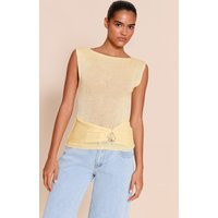 Lemon Boat Neck Filagree Trim Top | PrettyLittleThing US