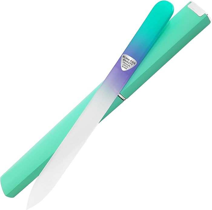 Bona Fide Beauty Czech Glass Nail File with Case, Pastel Green Violet Premium Crystal Nail File f... | Amazon (US)