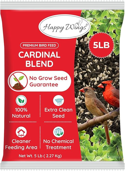 Happy Wings Cardinal Blend Bird Food, Mix of Sunflower and Safflower Seed, 5 Pounds | No Grow See... | Amazon (US)