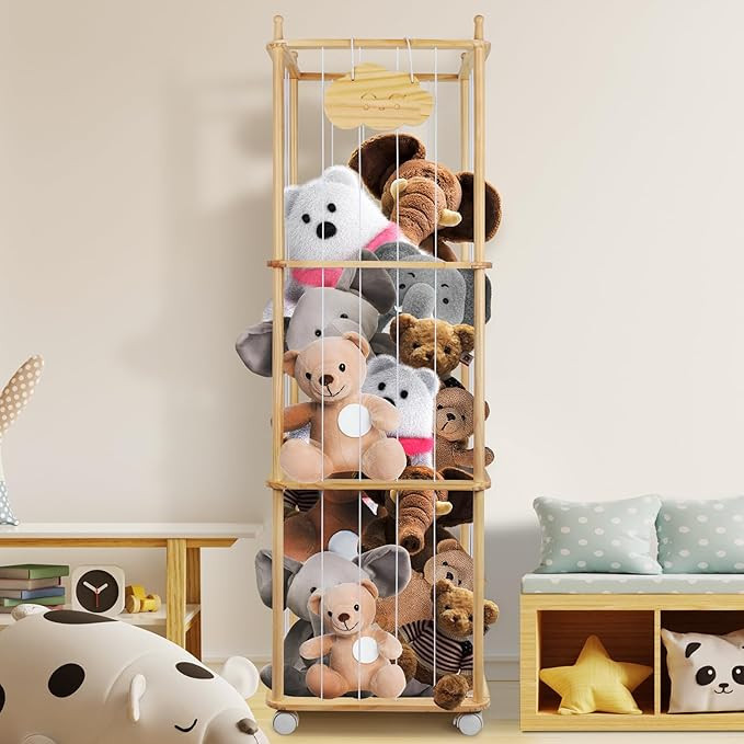 Wooden Stuffed Animal Storage Zoo – Large Capacity Toy Organizer, 54x16x16 Inch with Lockable W... | Amazon (US)