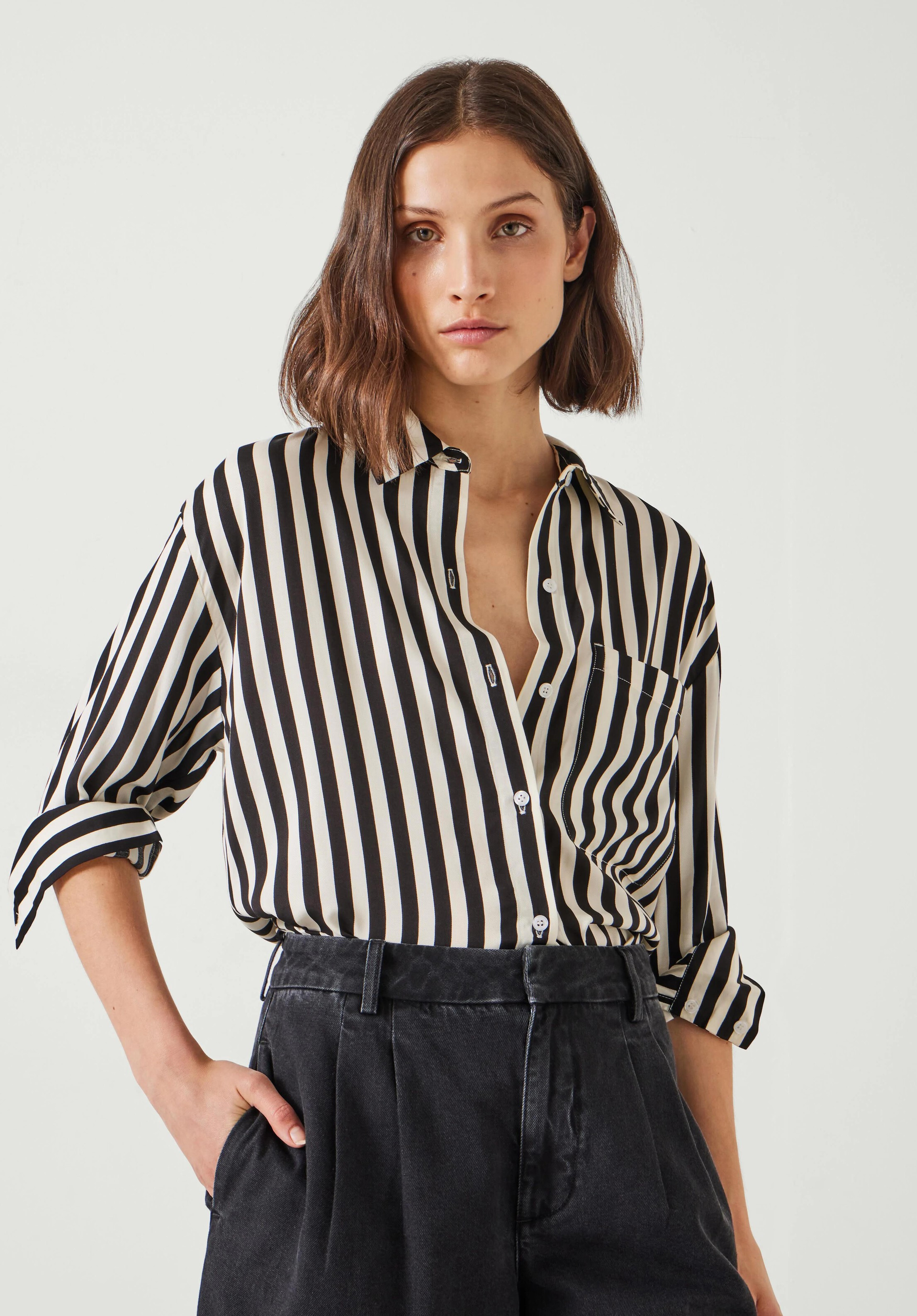 Emely Oversized Stripe Fluid Shirt | Hush UK