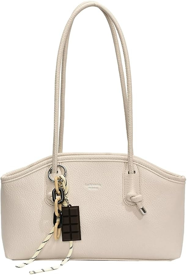 Trendy PU Leather Shoulder Bag for Women Solid Tote Purse Underarm Commuting Handbag | Amazon (US)