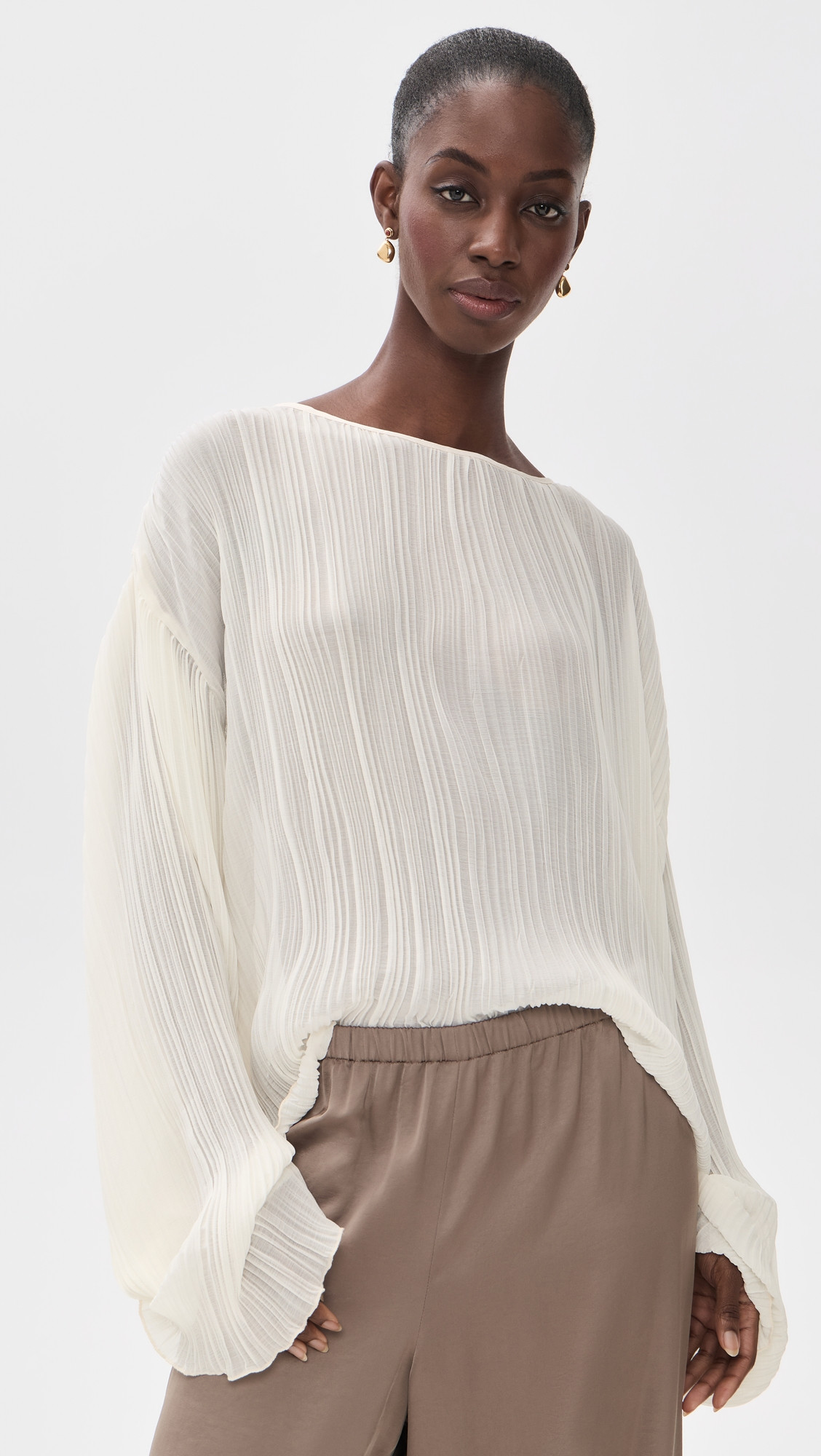 Lioness Nice Nights Blouse Ivory XXL | Shopbop