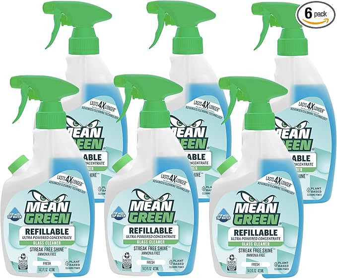 Mean Green Refillable Ultra Powered Concentrate Glass Cleaner, Fresh, 14.3 Ounce, 6 Pack | Amazon (US)