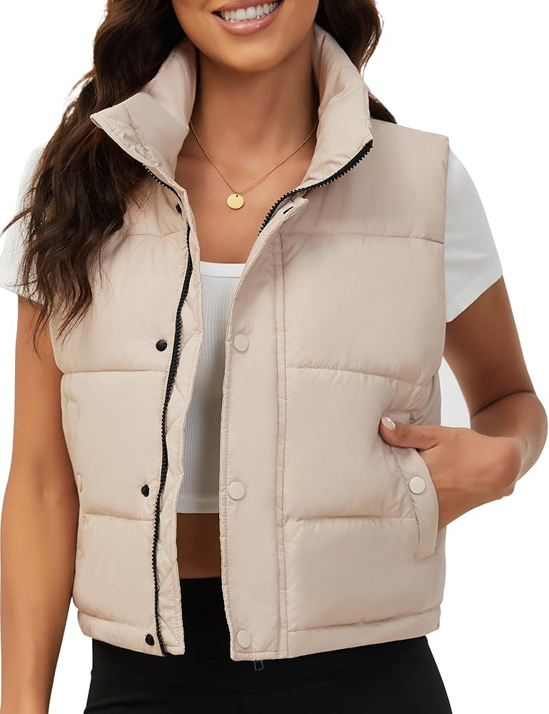 Fengbay Puffer Vest Women Sleeveless Winter Clothing Puffy Cropped Vests Jacket Fall Outfits 2026... | Amazon (US)