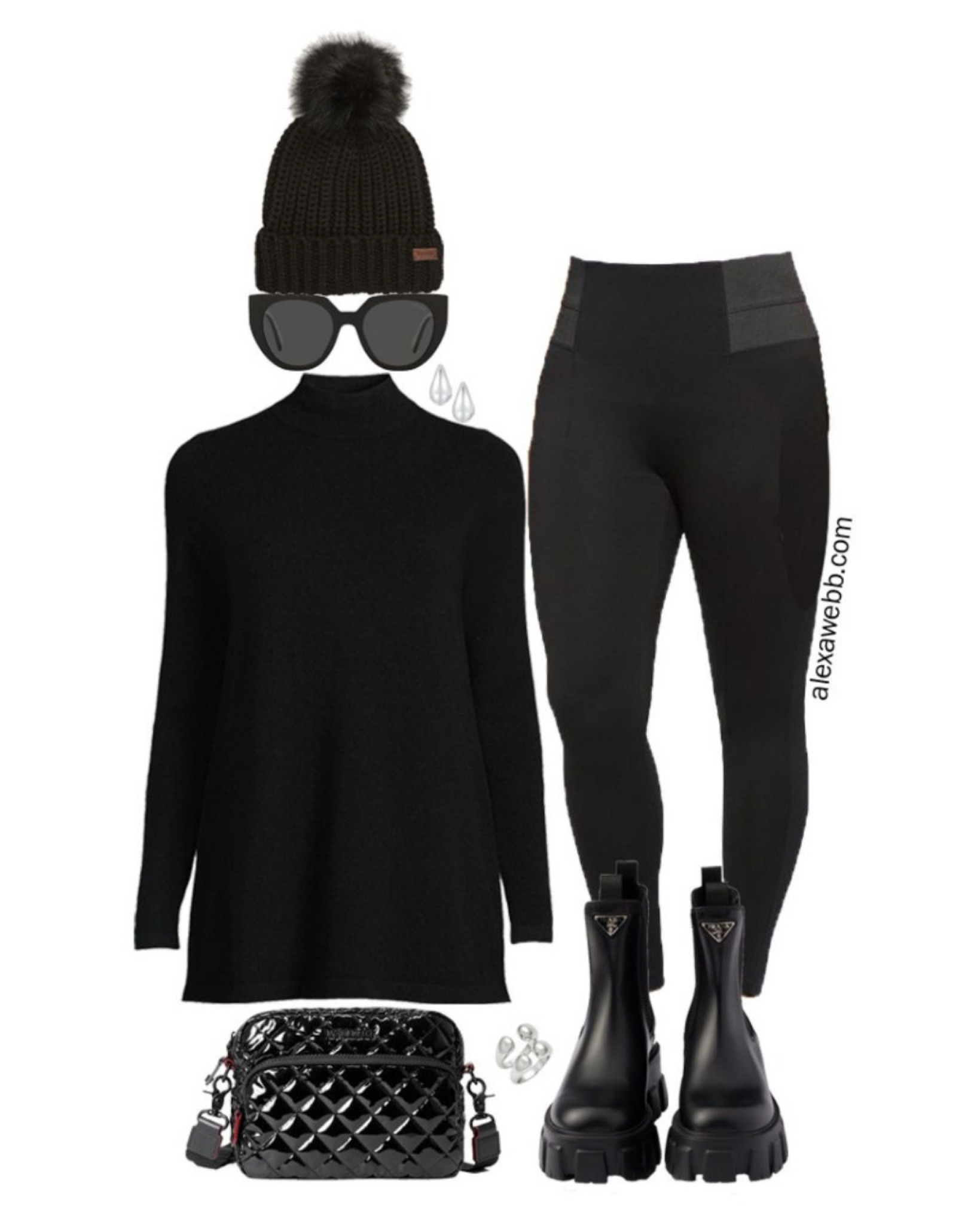 Plus Size Black Leggings Outfit - A plus size casual outfit for winter with black leggings and a black cashmere tunic sweater with black Chelsea boots. Alexa Webb #plussize

#LTKPlusSize #LTKSeasonal #LTKStyleTip