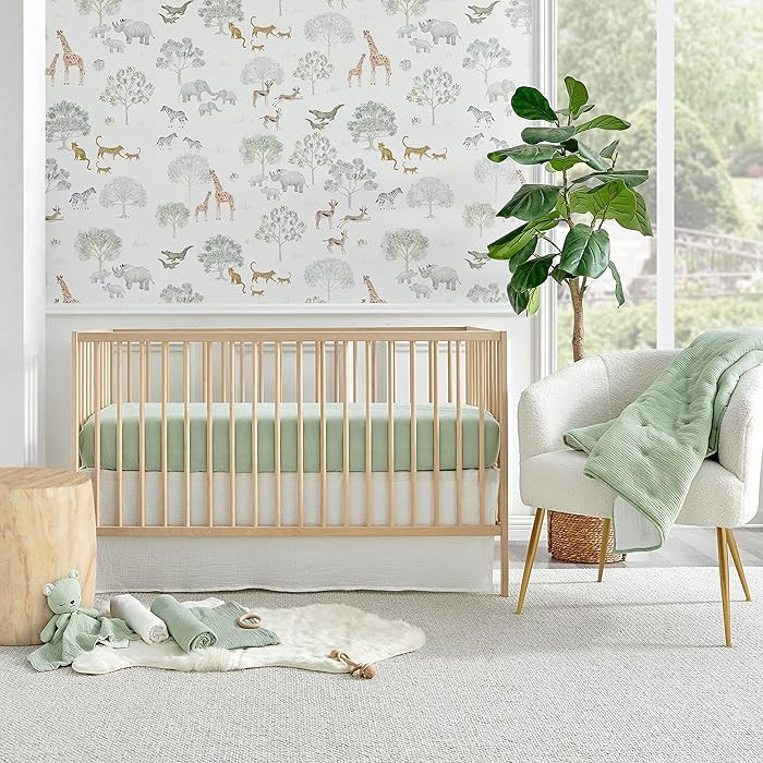 Levtex Baby - Cloud Muslin Crib Bed Set - Baby Nursery Set - Sage and White Stars - Sage Textured... | Amazon (US)