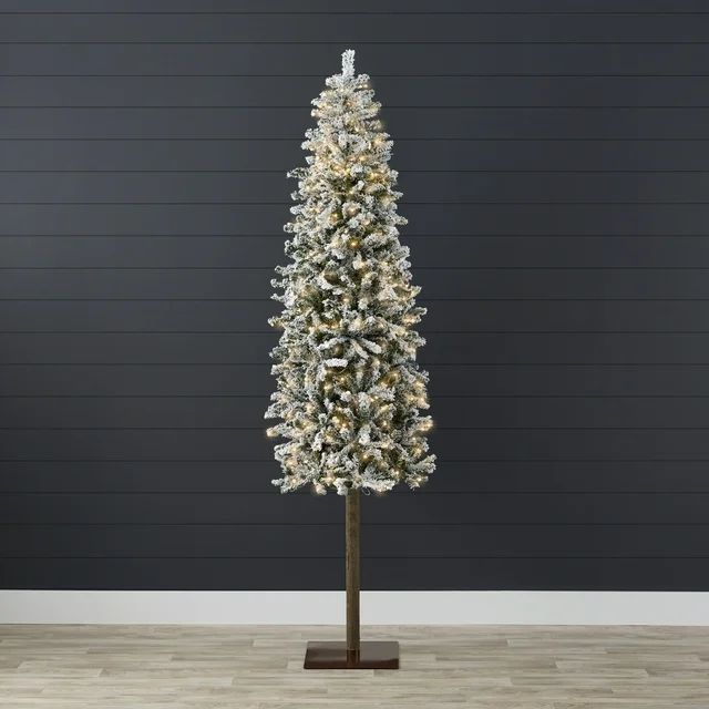 Best Choice Products 6ft Pre-Lit Slim Pencil Christmas Tree, Snow Flocked Holiday Decoration w/ 2... | Walmart (US)