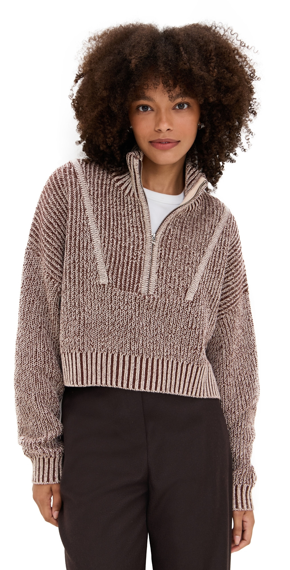 STAUD Cropped Hampton Sweater Bisque L | Shopbop