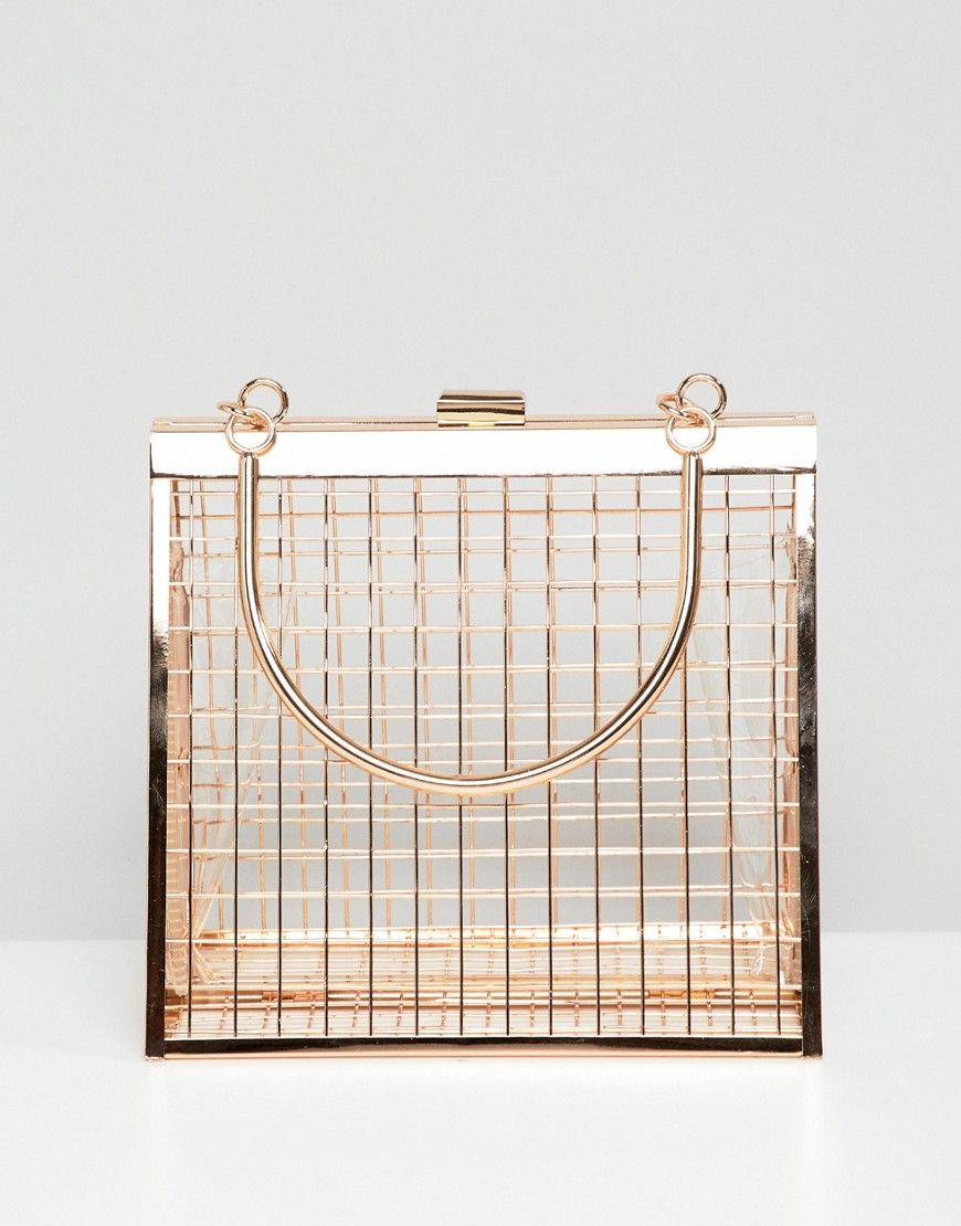 ASOS DESIGN triangle cage clutch bag - Gold | ASOS US