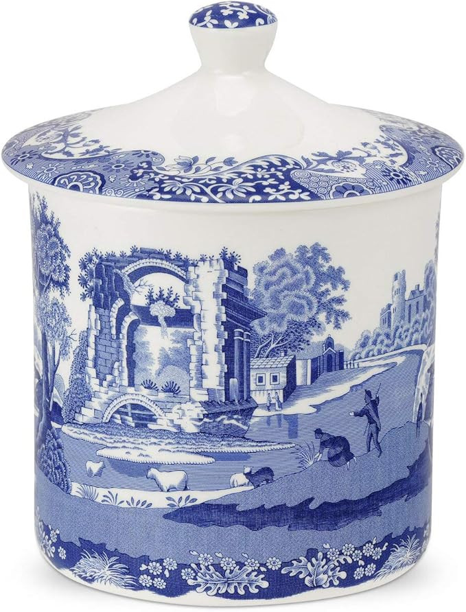 Spode Blue Italian Porcelain Kitchen Storage Jar - 7.5 Inch Airtight Food Container with Decorati... | Amazon (US)