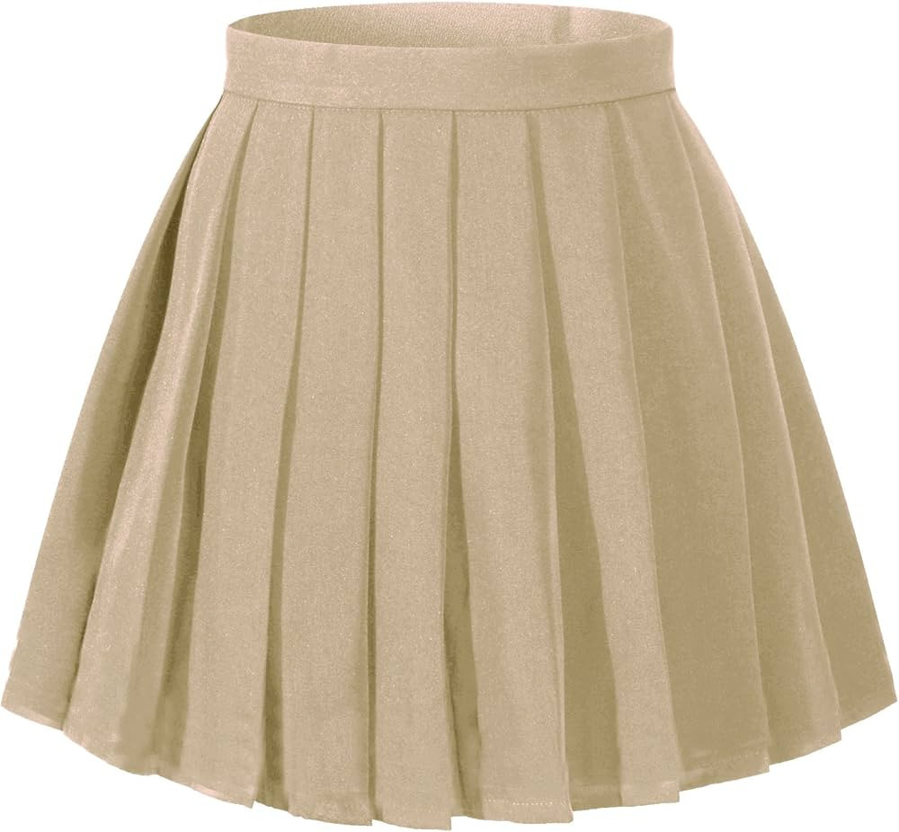 Amazon.com: Women`s Plus Size Pleated A line Plus Size School Dress Skirts(XL,Earth Tone) Khaki :... | Amazon (US)