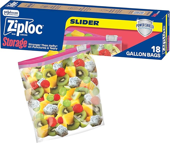 Ziploc Gallon Food Storage Slider Bags, Power Shield Technology for More Durability, 18 Count | Amazon (US)