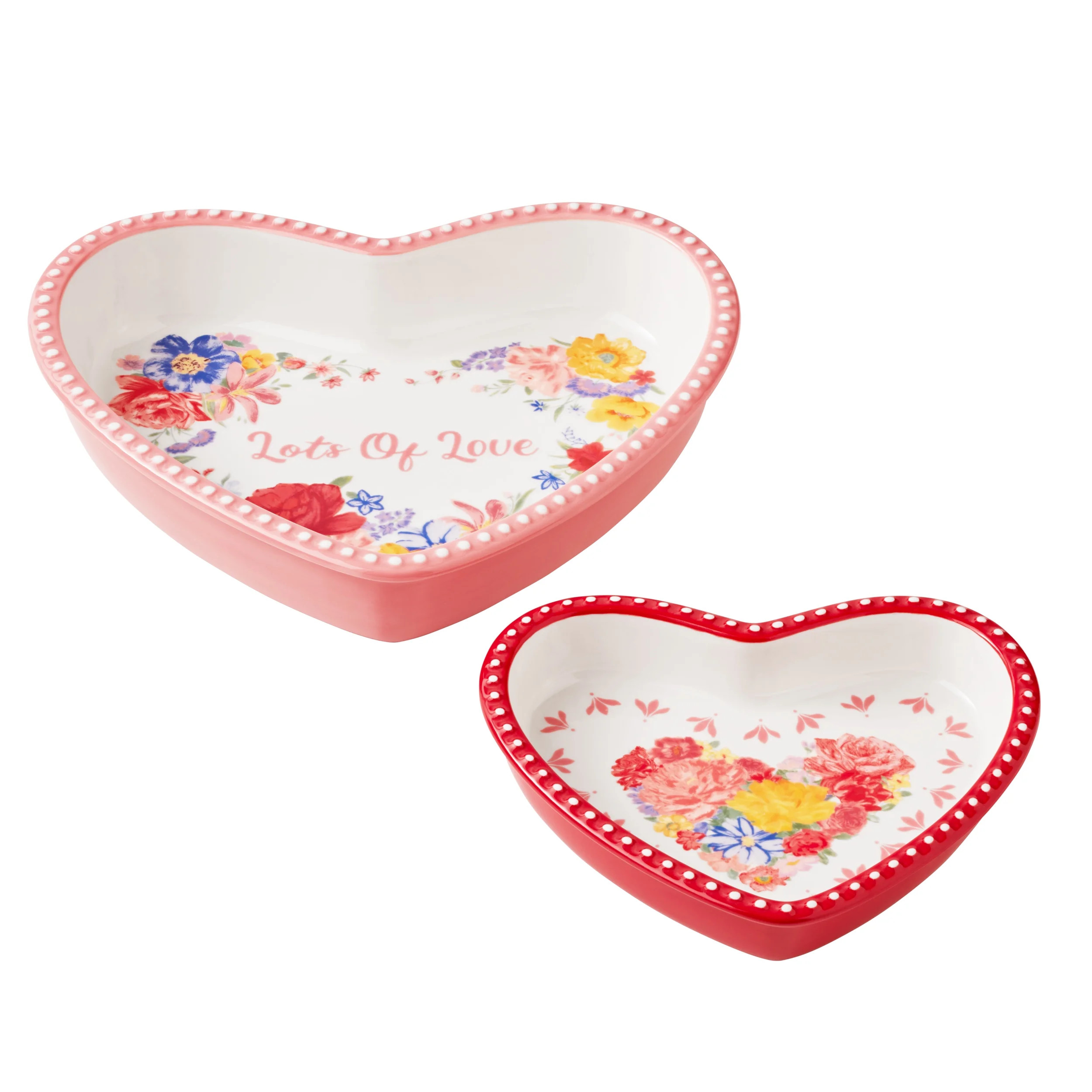 The Pioneer Woman 2-Piece Heart Shaped Ceramic Dish,9 inch & 6.5 inch | Walmart (US)