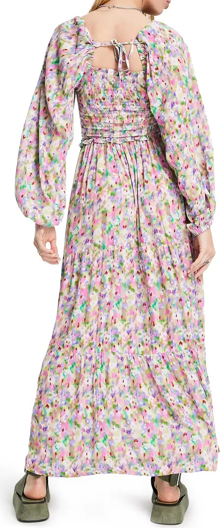 Topshop Blurred Floral Print Long Sleeve Dress | Nordstrom | Nordstrom