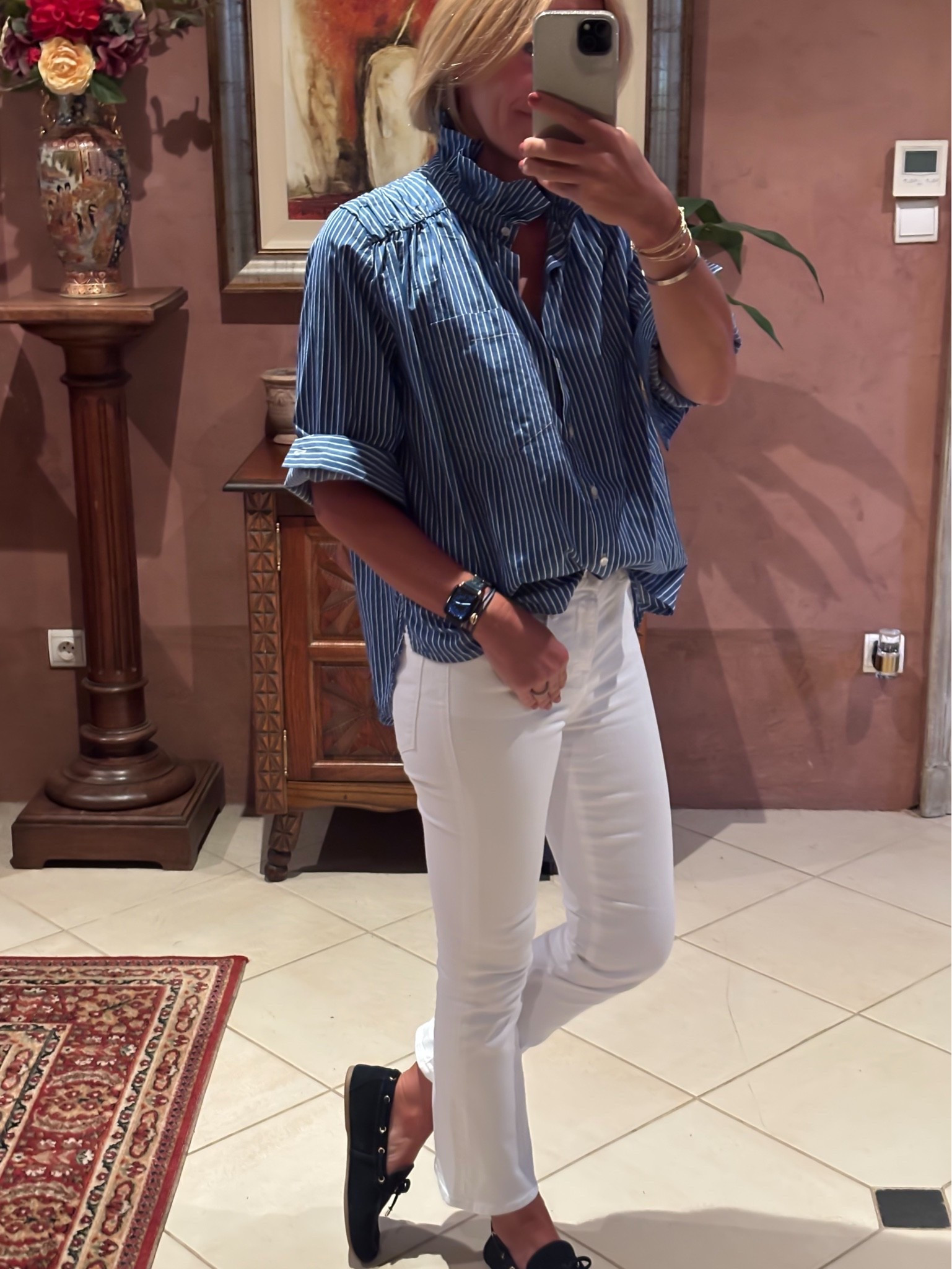 Frills, stripes & denim, what’s not to love?!
.
#mymidlifefashion #outfitideas #mystyle

#LTKeurope #LTKover50style #LTKsummer