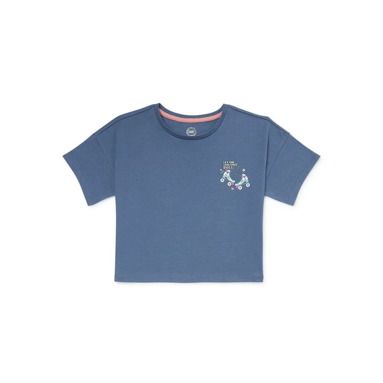 Wonder Nation Girls Boxy Graphic Tee, Sizes 4-18 | Walmart (US)